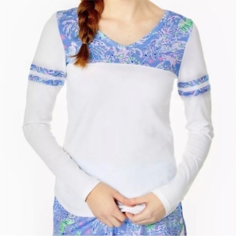 NWT Lilly Pulitzer Amara Top Large Blue Peri Turtle Package